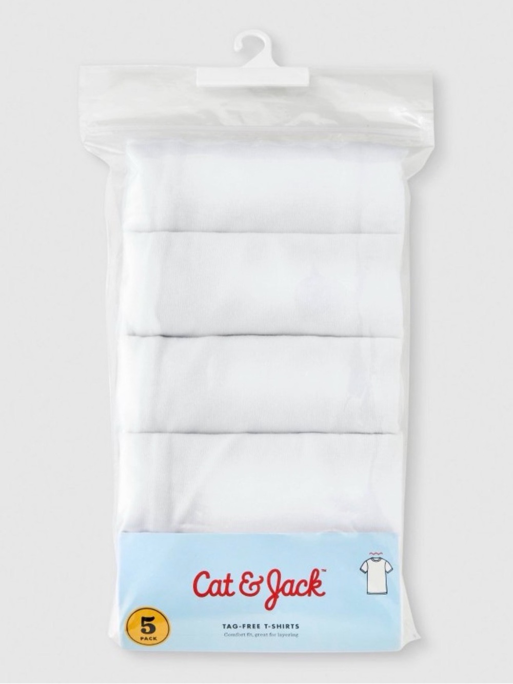 Cat & Jack Boys 5-Pack White Tag-Free T-Shirts XL (14) NWT